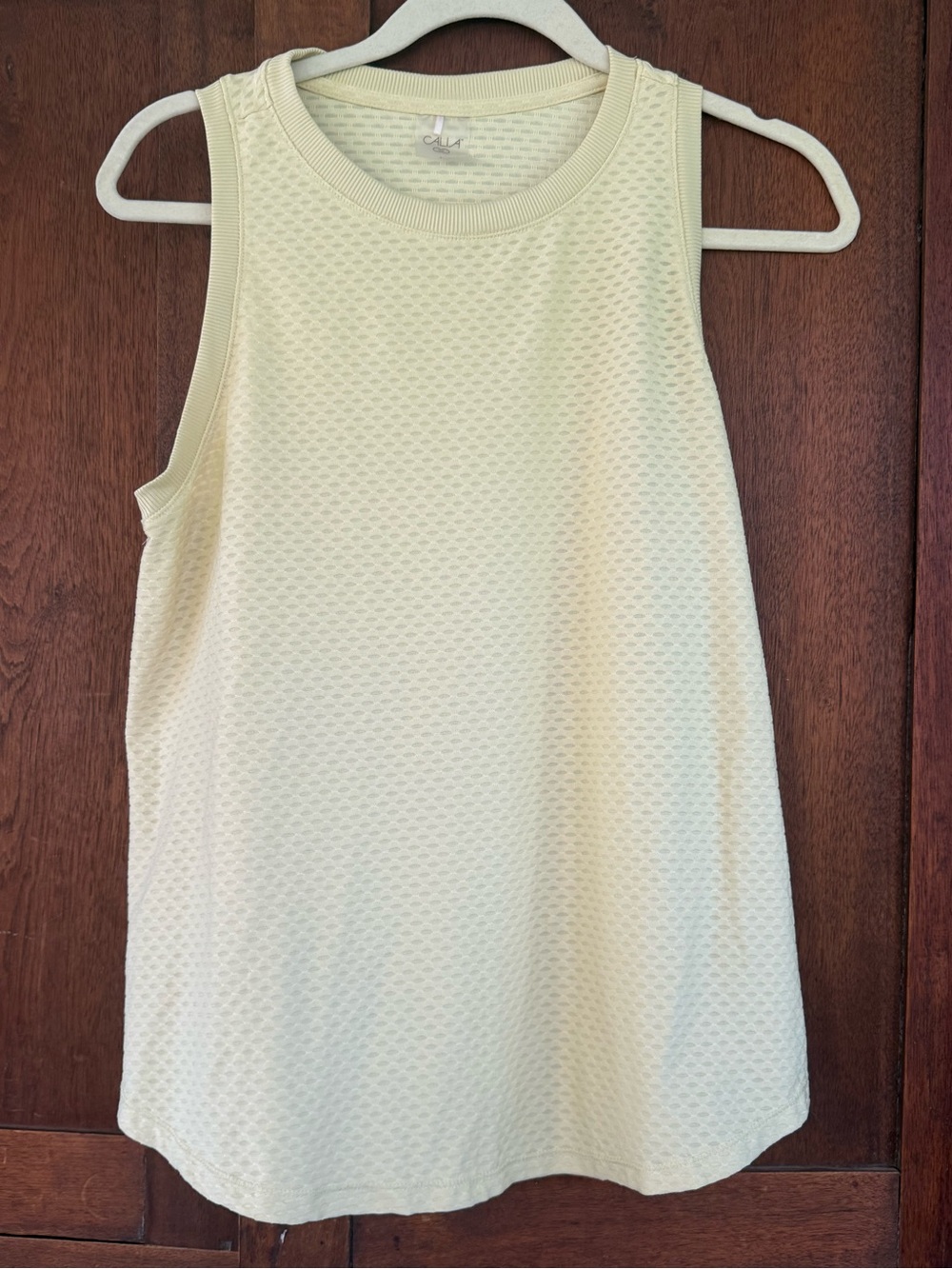 Calia Pale Yellow Textured Sleeveless Tank
